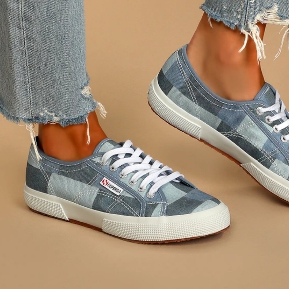 Superga Denim Patchwork Sneaker size Women's 8 Men's size 6.5